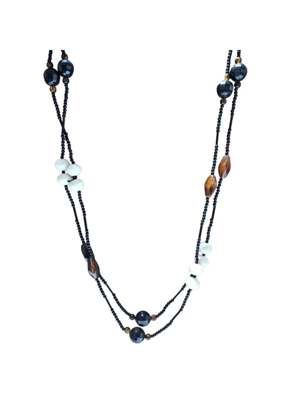 Handmade Beaded Necklace Boho Chic Black White Beads Retro Fashion Jewelry Women